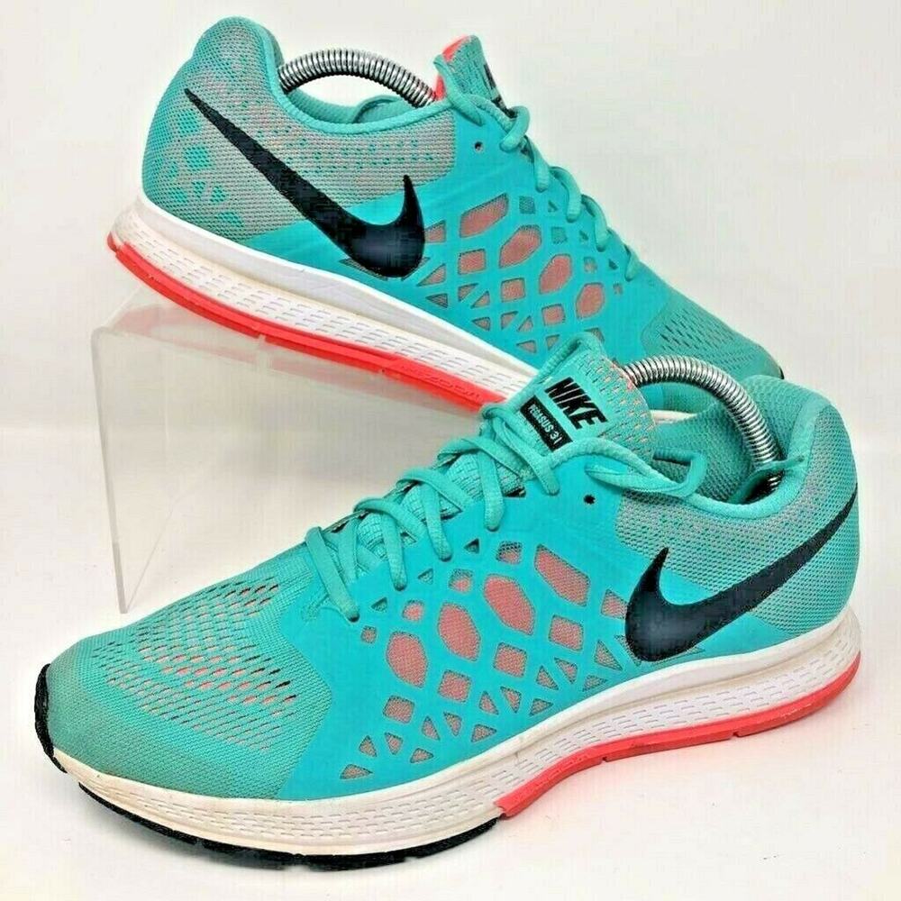 Nike Womens Zoom Pegasus 31 Running Shoes Green 654486-300 Lace Up Low‎ Top 11M